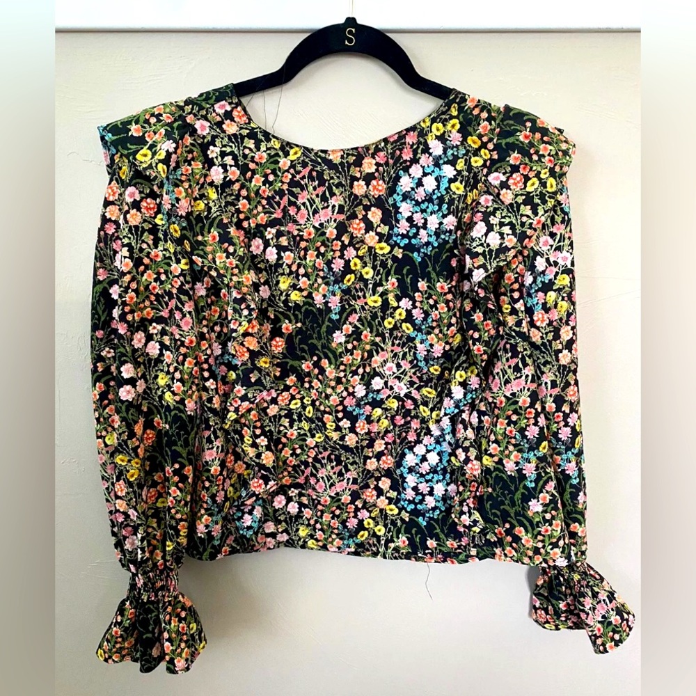 Zara Floral Ruffle Blouse Size L